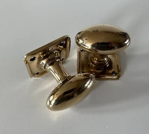 Antik alt viktorianisch edwardianisch Paar ovale Ei Bronze Türklinken Griffe (DK415) - Bild 1 von 7