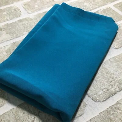 Vintage Turquoise Blue Sewing Fabric Shiny Sheer Material Remnants - Image 1 of 3