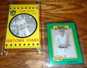 2 lot 1977 SERTOMA Puzzle Card BABE RUTH RED SOX & NEW YORK YANKEES HOF NR MINT - Picture 1 of 3