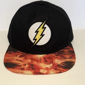 DC Comics The Flash Mens Adjustable Black Orange Snapback Hat Lightning Bolt - Picture 1 of 6