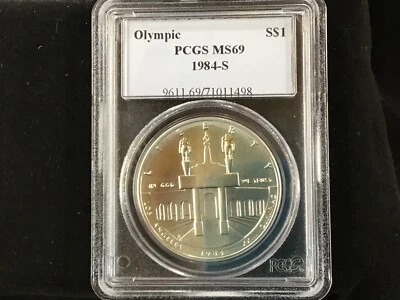 1984-S Olympic Commemorative Silver Dollar PCGS MS69 Gem BU B0459 - Image 1 of 4