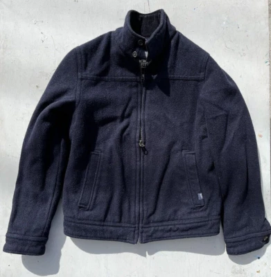 Men's Abercrombie & Fitch Jacket Navy Blue Solid Full-Zip M Quilt Wool Coat Pea - Image 1 of 4