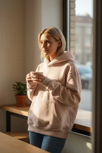 Aritzia Perfect Fit Women Sweatfleece Pullover Ivory Cream Hoodie Size Medium - Picture 1 of 5