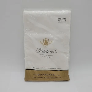 Dos fundas de almohada Fieldcrest Duracale 45" x 38" algodón fino blanco vintage nuevas en paquete nos - Imagen 1 de 4
