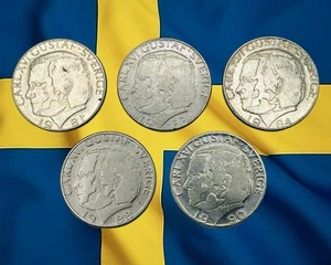 Lot von 5 Schweden 1 Krone Münzen - 80er & 90er Jahre datiert - Kombiversand - Bild 1 von 2