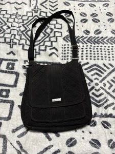 Coordinate! Vera Bradley Solid Pattern, Performance Twill Black Xbody Messenger - Picture 1 of 7