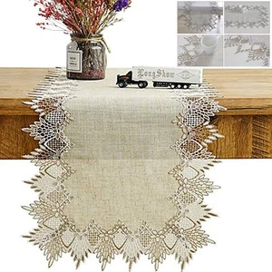 Intricate Embroidery on Linen Table Cover Perfect for Special Occasions - Picture 1 of 11