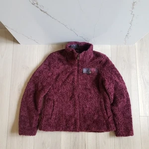 Pendleton Fleece Jacket Womens M Burgundy Fuzzy Full Zip Warm Soft Outdoor - Picture 1 of 10