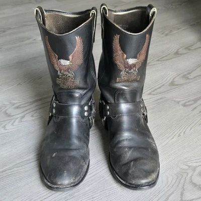 Harley Davidson Motocicletas Bordado Águila Arnés Cuero Botas Para Hombre 11 D Foto 1 de 4