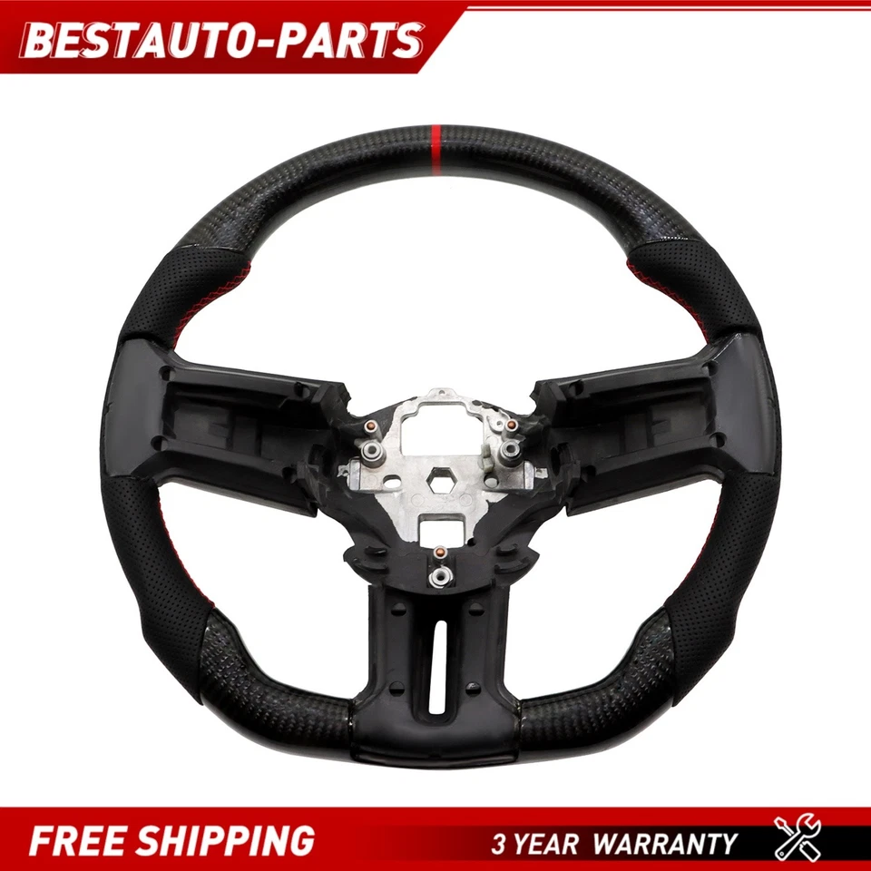 For 2012-2014 Ford Mustang EcoBoost GT Real Carbon Fiber Steering Wheel - Image 1 of 4