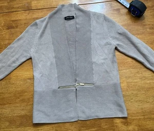 Ivanka Trump Gray Silver Open Front Cardigan with Zipper Detail Size Medium - Picture 1 of 13