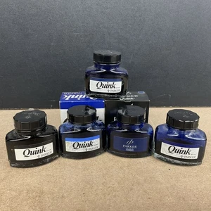 Bottiglie ricarica inchiostro Parker Quink SOLV-X nero blu lotto di 5 usate pacchetto vacanze - Foto 1 di 8