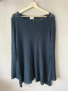 Benetton Black Lace Tunic Top. Long Sleeve, Flared Cuff. Size M (UK 14). Used. - Picture 1 of 11
