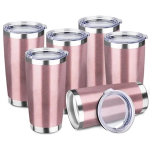 20 Unzen Becher Großpackung mit Deckel, Edelstahl Isolierte Becher Doppelwandig Va... - Bild 1 von 6