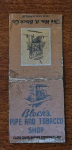 Vintage Streichholzschachtel Einband Blöcke Pfeife und Tabakladen William H Block Co - Bild 1 von 3
