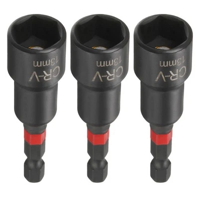 3pcs Nut Driver Drill Bits 13mm Socket 1/4" Hex Shank 3" Magnetic Setter Foto 1 de 4