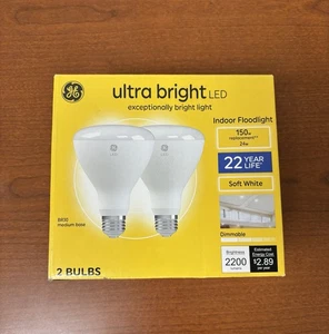 GE Ultra Bright LED 150W BR30 Medium Base Daylight Indoor Floodlight 2 Pack NEW - Picture 1 of 4