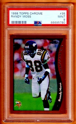 #35  RANDY MOSS  rc 1998  TOPPS chrome  PSA 9    ROOKIE - Image 1 of 4