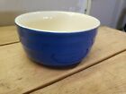 Vintage Oxford Stoneware Royal Blue  Cream Ribbed Mixing Bowl Ohio Usa 5 Inch