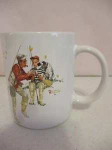 Taza de café de porcelana para cena Norman Rockwell-Trucha-3 3/4" de alto-1987-como se muestra - Imagen 1 de 4