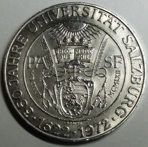 Austria 50 Shilling Silver 900‰ Coin 1972 350 J Uni Salzburg BU/UNC & Cap. - Picture 1 of 4
