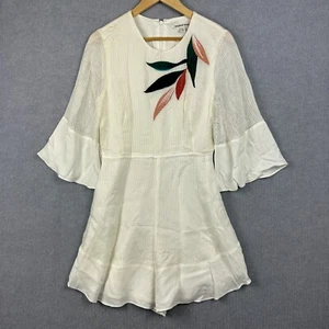 Country Road Romper Womens 10 White Mesh Playsuit Viscose Silk Embroidered - Picture 1 of 12