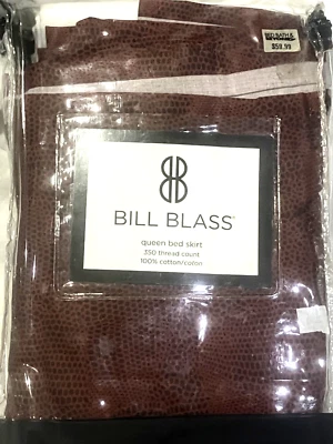 Falda de cama Bill Blass Shelby piel roja oxidada queen 60" x 80" x 15" caída nueva en paquete/nueva en caja Foto 1 de 4