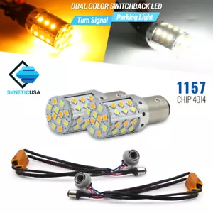 2x Error-Free 1157/3057A Switchback White/Amber 42-LED Turn Signal Parking Bulbs - Picture 1 of 10