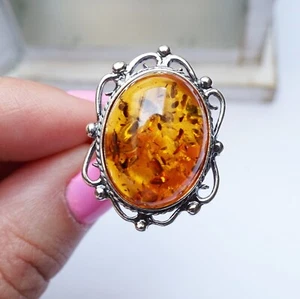 Baltic Amber Ring 925 Sterling Silver Handmade Ring Women Silver Beautiful Ring - Picture 1 of 11