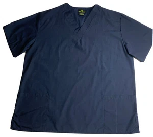 Natural Uniforms Scrub Top Womens M Navy Blue Short Sleeve Polyester blend - Picture 1 of 8