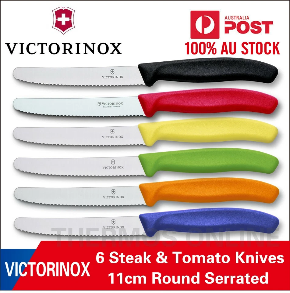 Genuino 6 X Victorinox Swiss 11CM Cuchillos para carne dentados, tomate, cuchillo para salchichas Foto 1 de 4