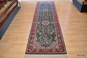 ON SALE FINE QUALITY PERSIN 2.6 x 10 foot forest green oriental handmade rug. - Picture 1 of 12