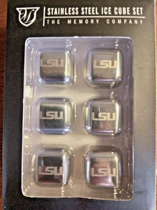 LSU TIGERS Stainless Steel Ice Cubes 6-Piece Set Sealed ~ NEW The Memory Company - Picture 1 of 3
