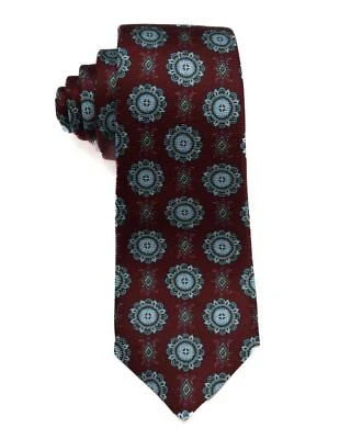 "Corbata Kiton Napoli $330 nueva sin etiquetas roja azul verde estampado medallón 100 % seda 3,25"" 8 cm" Foto 1 de 3