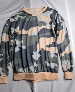 Damen Größe S Rosa Grau Grün Camouflage Rundhals Langarm - Bild 1 von 11