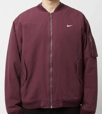 Men’s Nike Life Woven Flight Bomber Jacket Maroon DX0680-681 Size XL NEW - Image 1 of 4