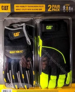 2 pares de guantes de trabajo utilitarios CAT: ALTA VISIBILIDAD / IMPACTO con empuñadura de silicona - grandes - Imagen 1 de 6