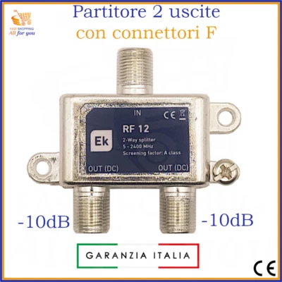 Partitore antenna TV sdoppiatore 2 uscite splitter ripartitore divisore segnale - Immagine 1 di 2