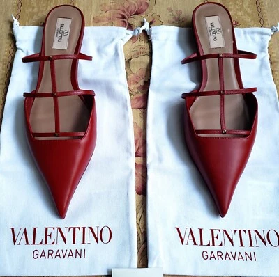 Zapatos planos Valentino Garavani Rockstud de cuero rojo IT40 (9) NUEVOS EN CAJA* Foto 1 de 4