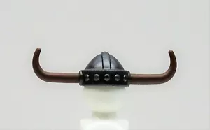 1 x Horn Helmet Anthracite Brown Playmobil to Viking Barbarian Dwarf Knight HE05 - Picture 1 of 4