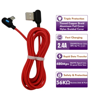 3Pack 3/6Ft Type USB-C Fast Charge Cable 90 Degree For Samsung Android Data Cord - Image 1 of 4