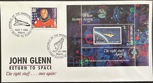 1998 Marshall Islands #672,#677 FDC; space, John Glenn *d - Picture 1 of 2