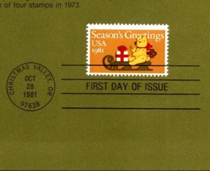 USPS FDC First Day Cover Souvenir Sheet Contemporary Christmas Stamp Scott #1940 - Picture 1 of 2