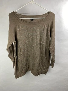 APT 9 Womens L Sand-Brown Longsleeve Shirt w/ Silver Bead Embellishment - Picture 1 of 5