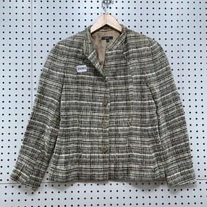 Zanella Italian Linen Blend Tweed Blazer Womens Size 4 Brown Beige 17x27 - Picture 1 of 23