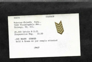 Etichetta Vintage Chevron Ottone Logo...Archivio Angell MFG - Foto 1 di 2