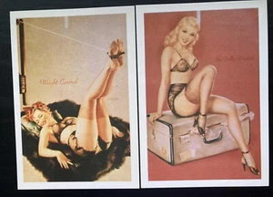 2 Pinup Postcards Vintage Cheesecake UK Printing Legs Stockings Lingerie - Picture 1 of 2