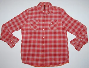 Nudie Jeans Mens Shirt XL Orange Red Flannel Cotton Check 17 N 46 C Logger - Imagen 1 de 3