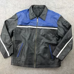 Pepsi Jacket Mens Large Black Blue Motorcycle Bomber Collared - Picture 1 of 9