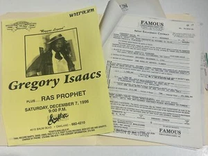Gregory Isaacs Concert Contract 1996 Pittsburgh PA - Picture 1 of 1